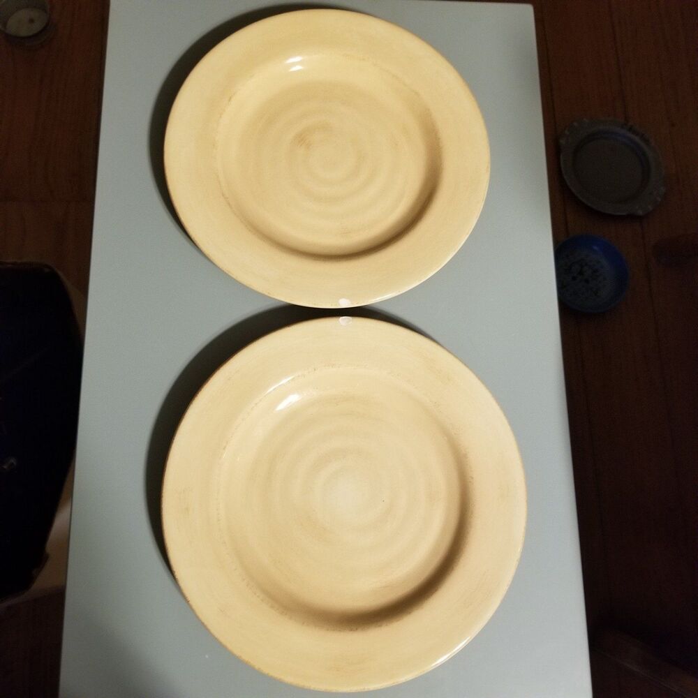 Gibson elite handpainted salad/dessert plates READ shades of oatmeal
